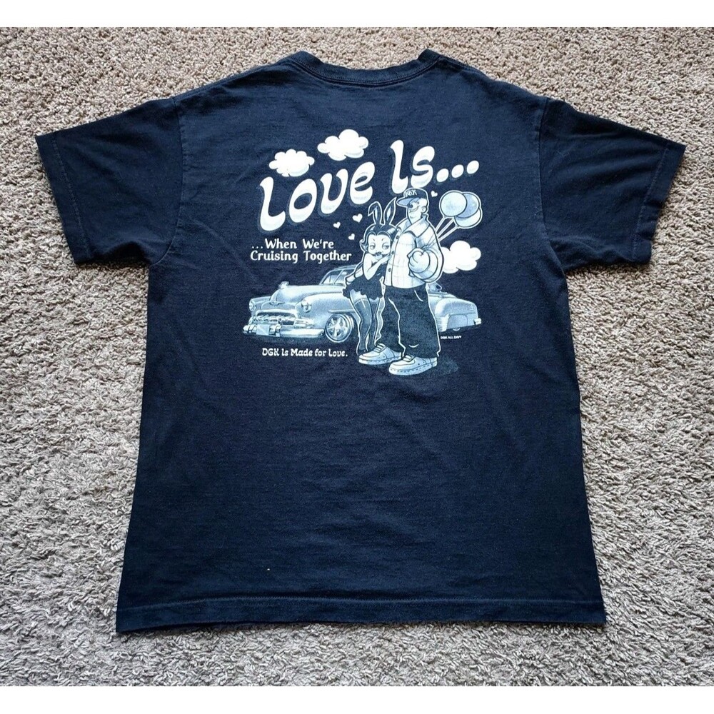DGK Love Is...T-Shirt Men’s Size Medium Cartoon Graphic Black Shirt